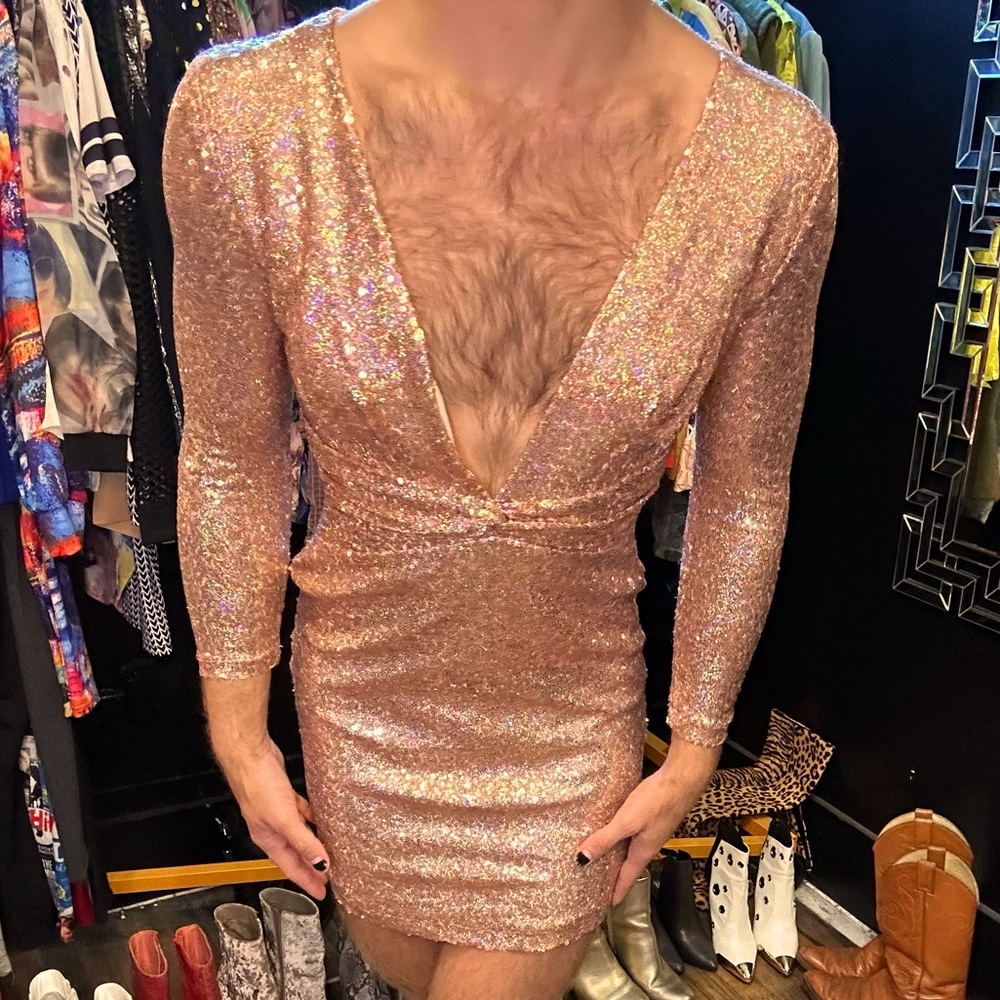 Sequined V-cut Dress